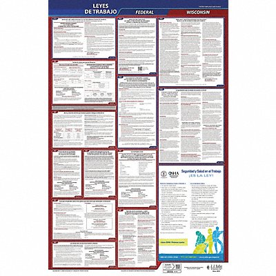 JJ KELLER 400WI3 Labor Law Poster Fed/STA WI SP 26inH 3yr