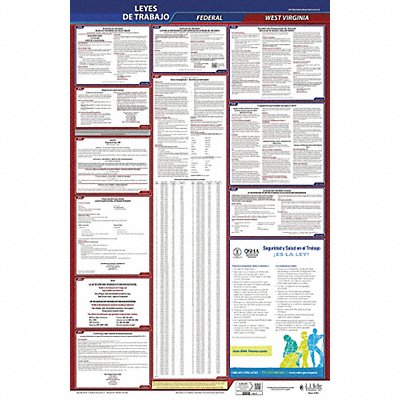 JJ KELLER 400WV3 Labor Law Poster Fed/STA WV SP 26inH 3yr