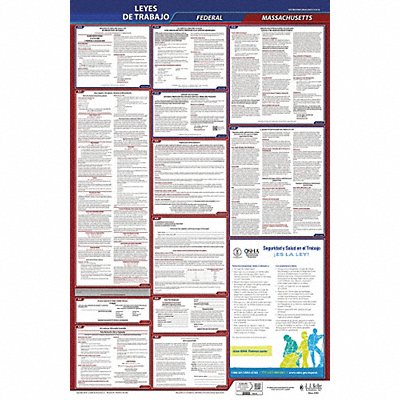 JJ KELLER 400MA3 Labor Law Poster Fed/STA MA SP 26inH 3yr