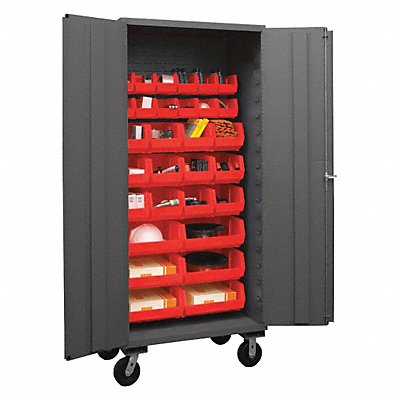 DURHAM MFG 3501MBLP301795 K4876 Bin Cabinet 80 x36 x24 Grey 30RedBns