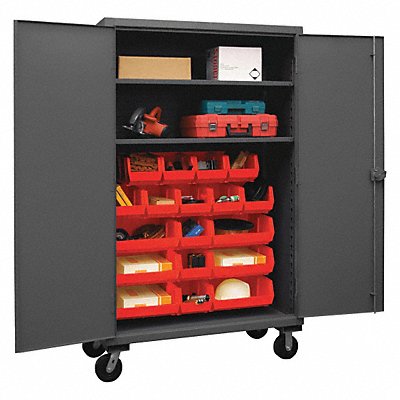DURHAM MFG HDCM48182S1795 K4887 Bin Cabinet 80 x48 x24 Grey 18RedBns