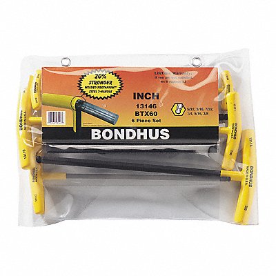 BONDHUS 13146 Hex Key Set T-Handle 6 Piece