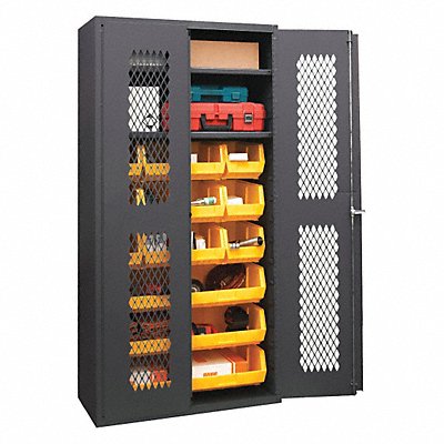 DURHAM MFG EMDC36187218B2S95 K4949 Bin Cabinet 72 x36 x18 Grey 18YellowBns