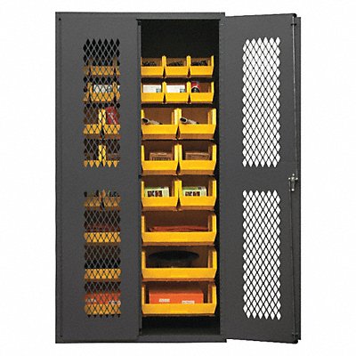 DURHAM MFG EMDC36187230B95 K4942 Bin Cabinet 72 x36 x18 Grey 30YellowBns