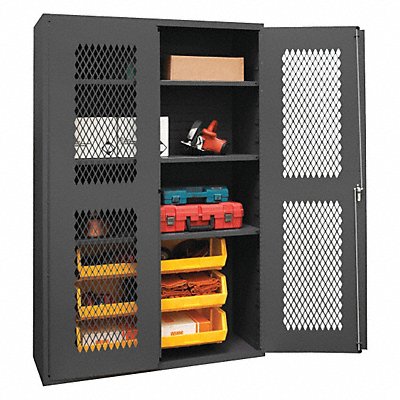 DURHAM MFG EMDC4824726B3S95 K4951 Bin Cabinet 72 x48 x24 Grey 6YellowBns