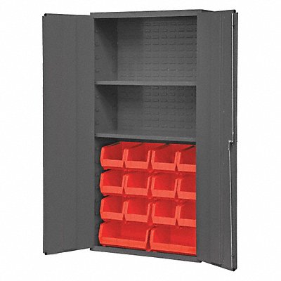 DURHAM MFG 3602BLP142S1795 K4908 Bin Cabinet 72 x36 x18 Grey 14RedBns