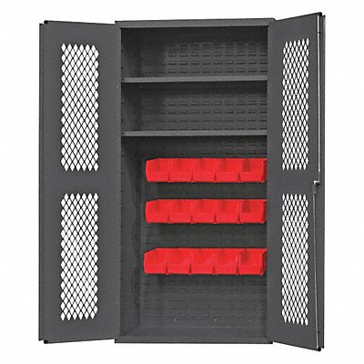 DURHAM MFG EMDC36242S15B1795 K4950 Bin Cabinet 72 x36 x24 Grey 15RedBns