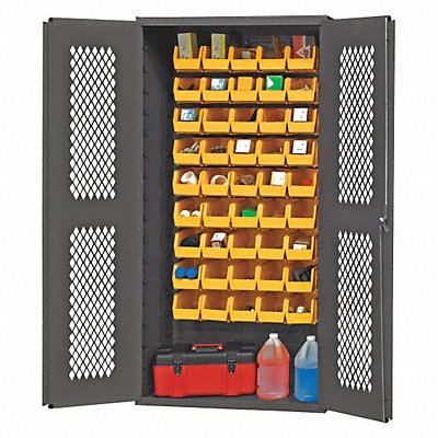 DURHAM MFG EMDC361845B95 K4943 Bin Cabinet 72 x36 x18 Grey 45YellowBns