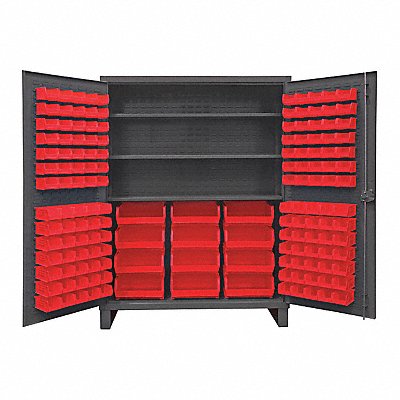 DURHAM MFG HDC601563S1795 K4929 Bin Cabinet 78 x60 x24 Grey 156RedBns