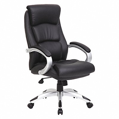 GRAINGER 36FK01 Exec Chair Leather Black 19-22 Seat Ht