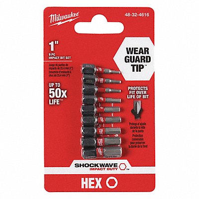 MILWAUKEE 48324616 Screwdriver Bit Set 9 Pieces 1/4 Shank