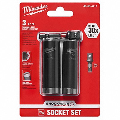 MILWAUKEE 49664417 Impact Socket Set Steel Black Oxide 1/2- 9/16 in