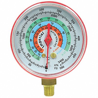 IMPERIAL 424CR Gauge 2-1/2 In Dia High Side Red 500 psi