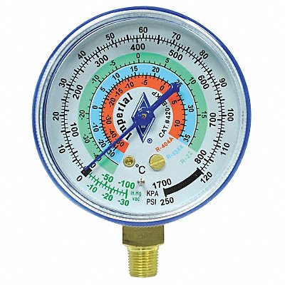 IMPERIAL 424CB Gauge 2-1/2 In Dia Low Side Blue 250 psi