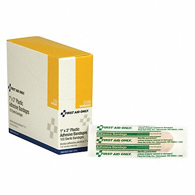 FIRST AID ONLY G106 Strip Bandages 3 x1 Plastic PK100