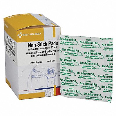 FIRST AID ONLY I261 Nonstick Pad White 4 L 3 W PK50