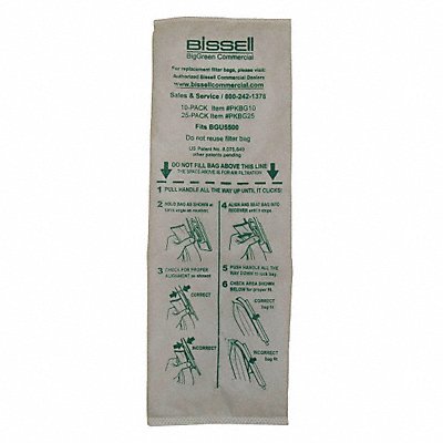 BISSELL COMMERCIAL PKBG25 Vacuum Bag Cloth 2-Ply Reusable PK25