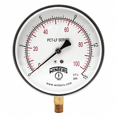 WINTERS PCT319LF Gauge Pressure 4-1/2in. 0 to 15 psi