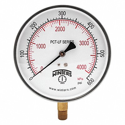 WINTERS PCT331LF Gauge Pressure 4-1/2in. 0 to 600 psi