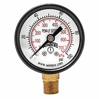 WINTERS PEM1320LF J1377 Gauge Pressure 1-1/2in. 0 to 100 psi