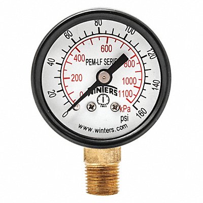 WINTERS PEM1321LF J1377 Gauge Pressure 1-1/2in. 0 to 160 psi