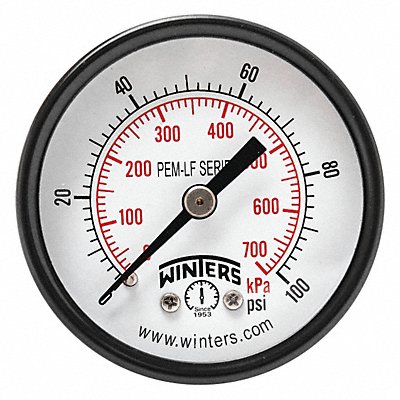 WINTERS PEM1407LF J1387 Gauge Pressure 2in. 0 to 100 psi