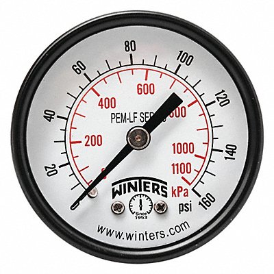 WINTERS PEM1408LF Gauge Pressure 2in. 0 to 160 psi