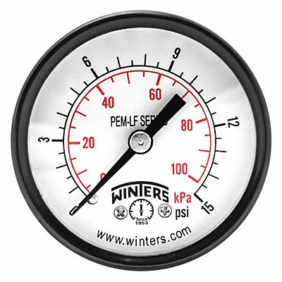 WINTERS PEM1429LF J1387 Gauge Pressure 2in. 0 to 15 psi