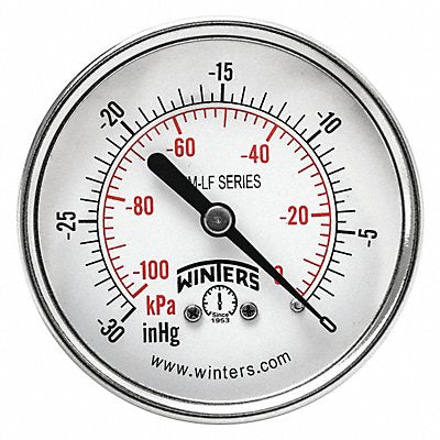WINTERS PEM1431LF Gauge Pressure 2-1/2in 30in. Hg Vac to 0