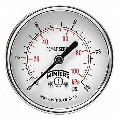 WINTERS PEM1436LF J1388 Gauge Pressure 2-1/2in. 0 to 15 psi