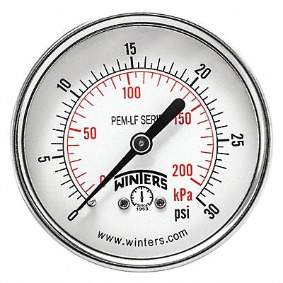 WINTERS PEM1437LF J1388 Gauge Pressure 2-1/2in. 0 to 30 psi