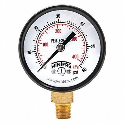 WINTERS PEM207LF J1378 Gauge Pressure 2in. 0 to 60 psi