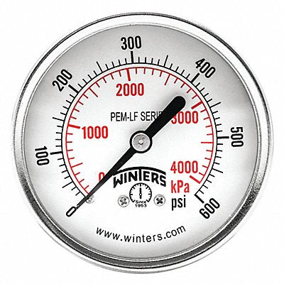 WINTERS PEM3413LF Gauge Pressure 2-1/2in. 0 to 600 psi