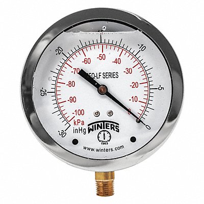 WINTERS PFQ700LF J1383 Gauge Pressure 4in. 30in. Hg Vac to 0