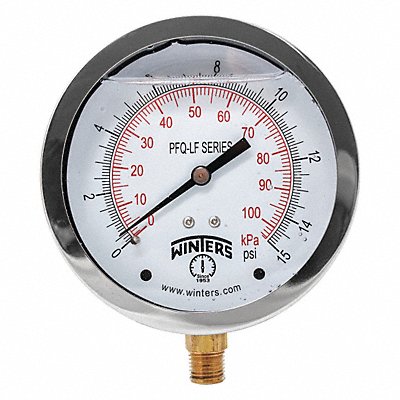 WINTERS PFQ708LF J1383 Gauge Pressure 4in. 0 to 15 psi