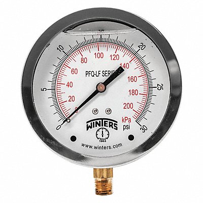 WINTERS PFQ709LF J1383 Gauge Pressure 4in. 0 to 30 psi