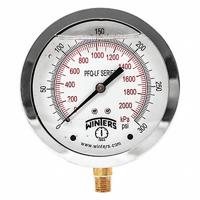 WINTERS PFQ714LF J1383 Gauge Pressure 4in. 0 to 300 psi