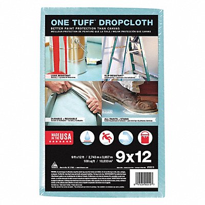 TRIMACO 90019 Leakproof Slip Resistant Drop Cloth Blue 9ftLx12ftW
