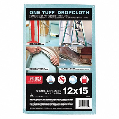 TRIMACO 90039 Leakproof Slip Resistant Drop Cloth Blu 12ftLx15ftW