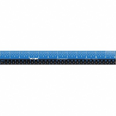 VICTOR EZ12PBL Ruler Inch Gloss White Plastic 12in.