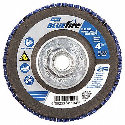NORTON 66623341104 Fiber Disc 4 1/2 in Dia 5/8in Arbor PK2