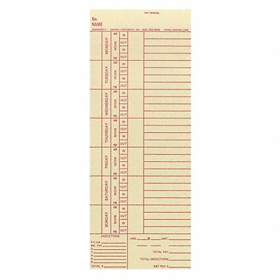 AMANO AMA52002 Bi-Weekly Time Cards PK1000