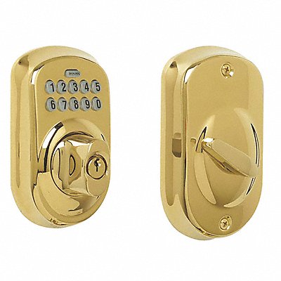 SCHLAGE BE365PLY505 Deadbolt Lock Polished Brass 10 Button
