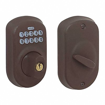 SCHLAGE BE365PLY716 Deadbolt Lock Oil Rubd Bronze 10 Button
