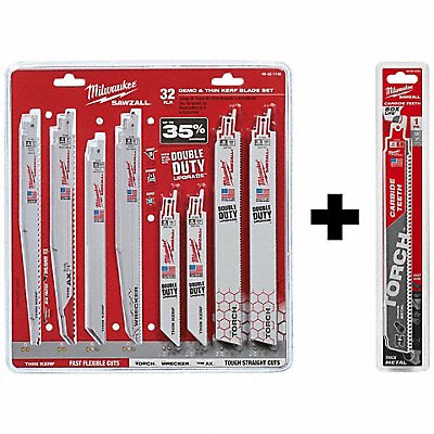 MILWAUKEE 4922113248005200 SAWZALL Blade Set 32Pc w 7T 9L Blade