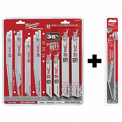 MILWAUKEE 4922113248005240 SAWZALL Blade Set 32Pc w 9 6 TPI 1PK