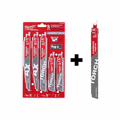 MILWAUKEE 4922550548005200 Reciprocating Saw Blades: SAWZALL, Battery Included