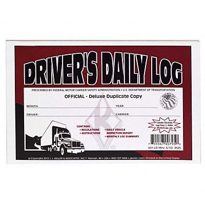 JJ KELLER 8525 Detailed Drivers Logbook w/Carbon