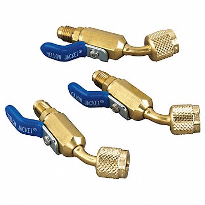 YELLOW JACKET 93842 Ball Valve Adaptor 1/4 In MxF 45 Deg PK3