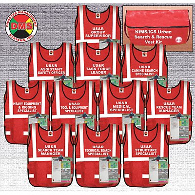 DISASTER MANAGEMENT SYSTEMS DMS05308 Safety Vest Red Search  Rescue Univsl
